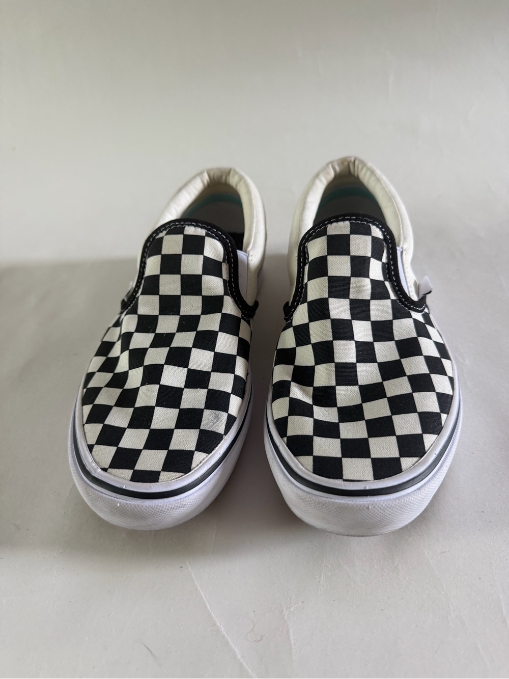 VANS Black & White Checker Slip-On Sneakers M 6.5, W 8.0
